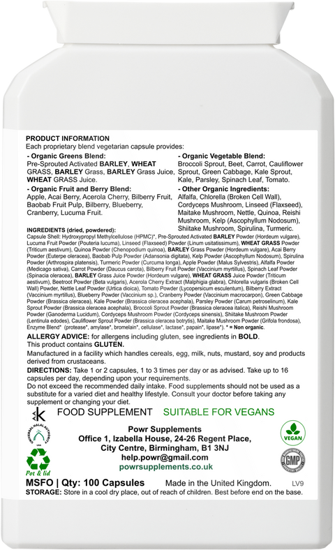 Organic Superfood Blend - 100 Capsules / Servings