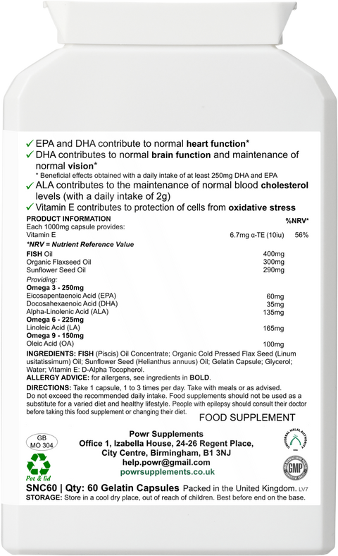 Omega 3-6-9 - 60 Capsules / Servings