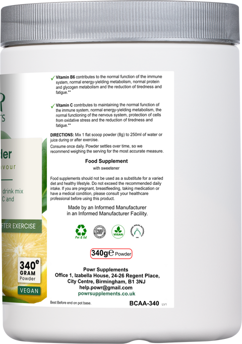 BCAA Powder (Lemon & Lime) - 340g / 42 Servings