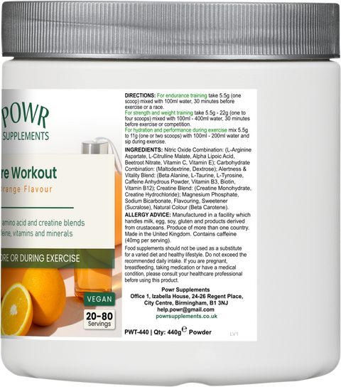 Pre Workout (Orange) - 440g / 80 Servings