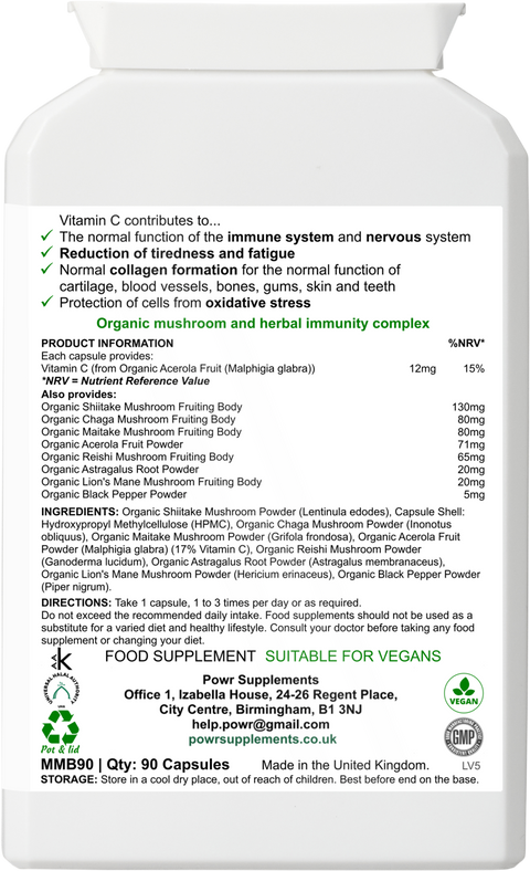 Organic Mushroom Complex - 90 Capsules / Servings